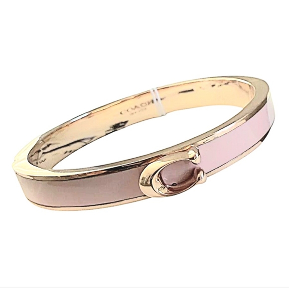 COACH HINGED BANGLE BRACELET ROSE GOLD, SILVER, GOLD/PINK, /BLACK, OR /MAUVE - Picture 6 of 6